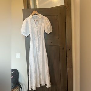 ELAIN WHITE LINEN MIDI DRESS